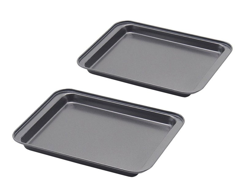 SS&CC Little Small Baking Sheets Nonstick Set of 2 (9.5inch X 7.1inch) - SS&CC 8 Inch Nonstick Baking Toaster Oven Tray Cookie Sheets  1 or 2 Person Household - Image 1